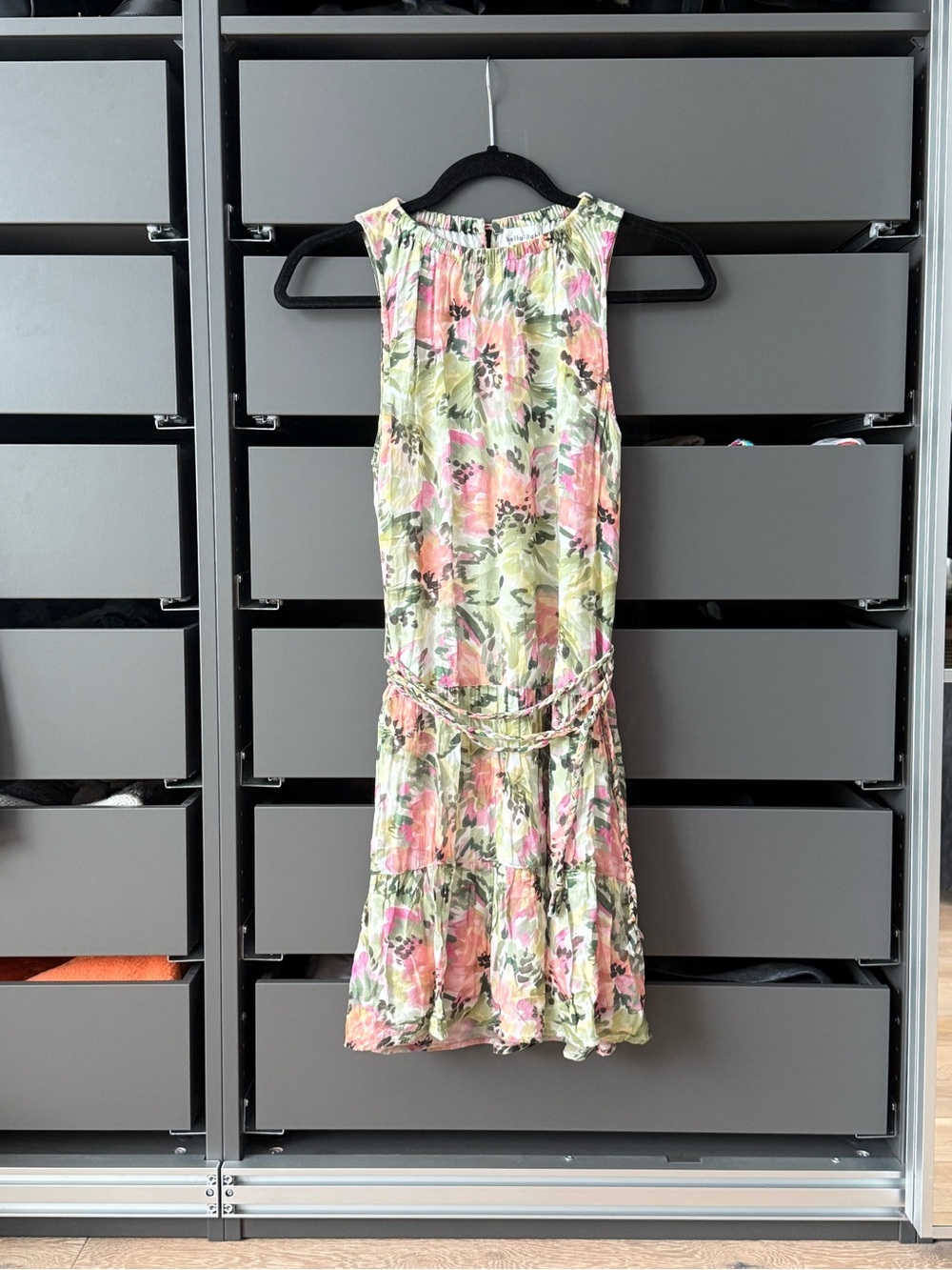 Bella Dahl Pink Green Floral Mini Dress